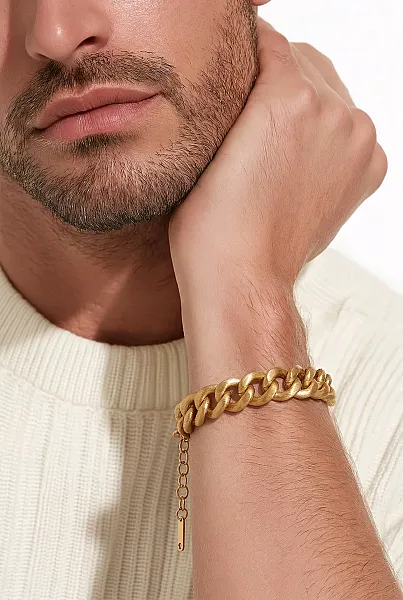 Ανδρικό Βραχιόλι Golden Heavy Curb Chain – Επιχρυσωμένο Ατσάλι