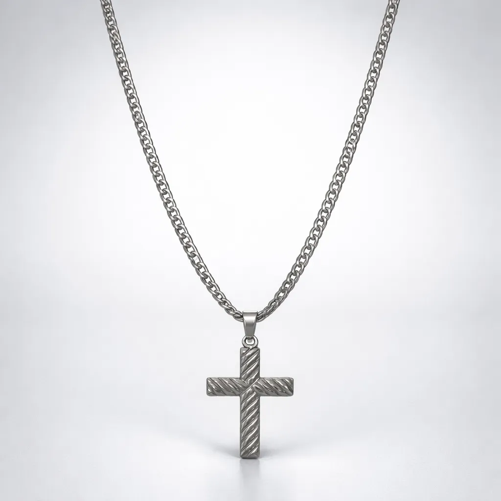 Ανδρικός Σταυρός Helix Silver