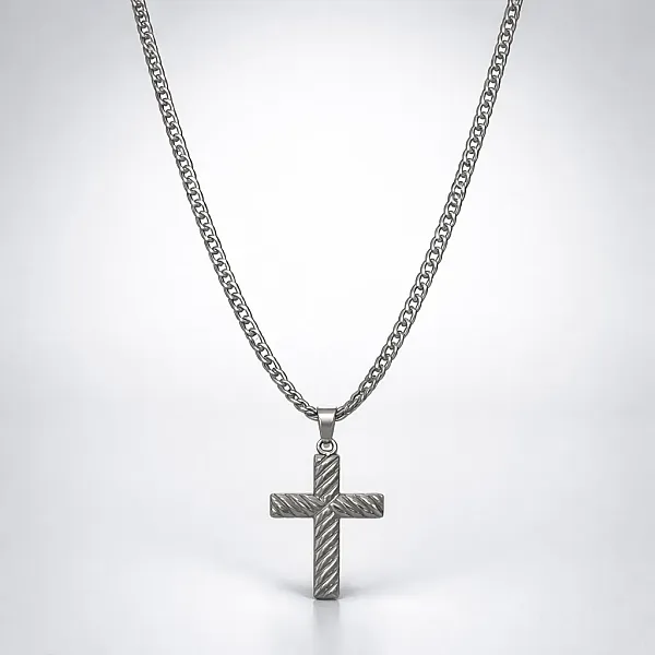 Ανδρικός Σταυρός Helix Silver