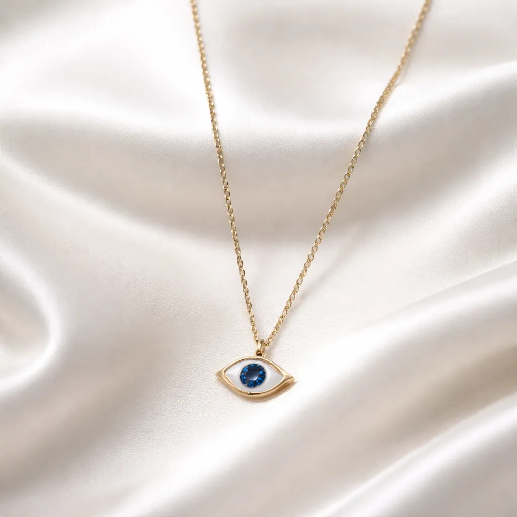 Κολιέ "Cyan Eye" – Ανοξείδωτο Ατσάλι