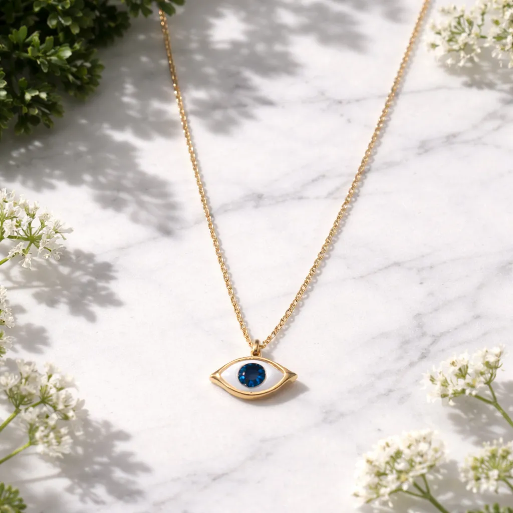 Κολιέ "Cyan Eye" – Ανοξείδωτο Ατσάλι
