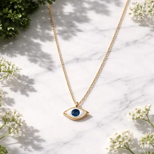 Κολιέ "Cyan Eye" – Ανοξείδωτο Ατσάλι