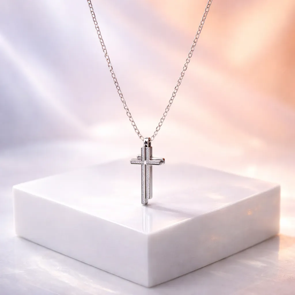 Κολιέ Silver Grace Cross – Ανοξείδωτο Ατσάλι