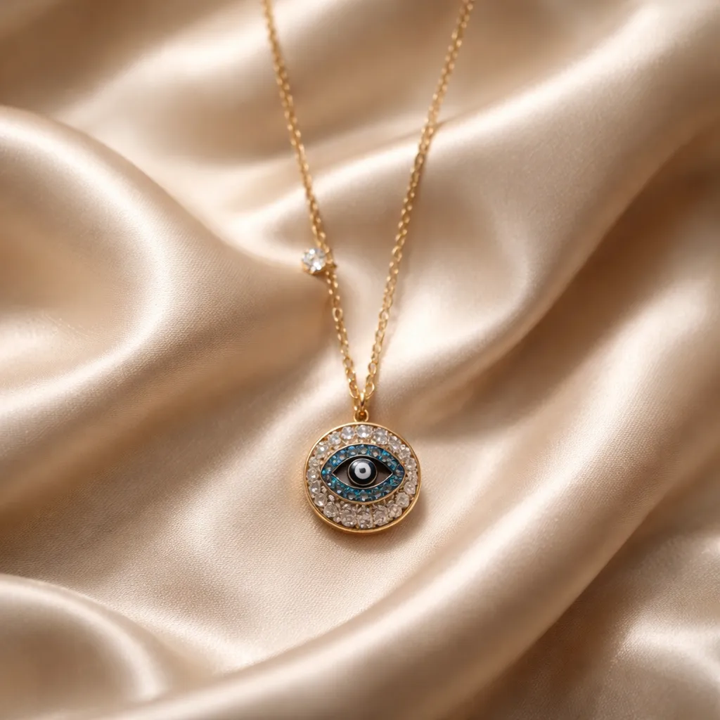 Κολιέ Cyan Diamond Eye – Ανοξείδωτο Ατσάλι