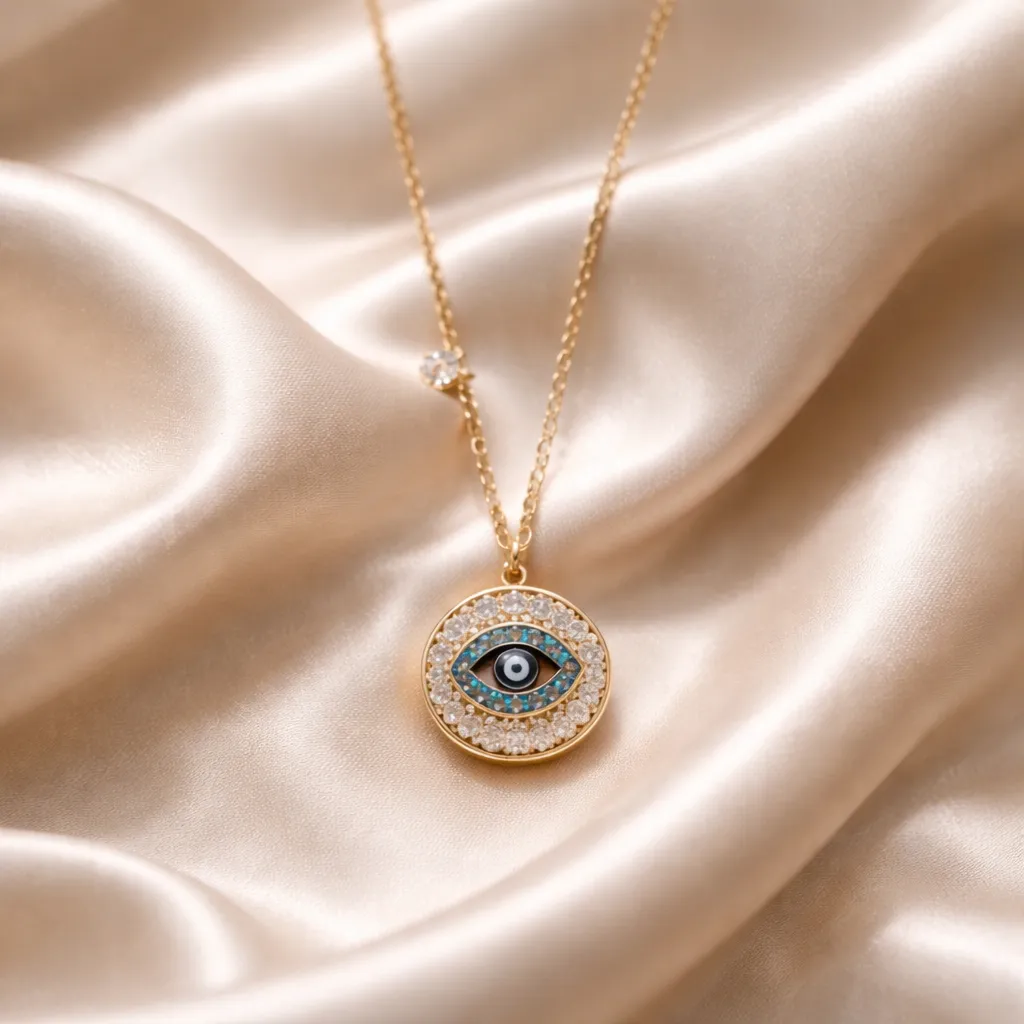 Κολιέ Cyan Diamond Eye – Ανοξείδωτο Ατσάλι