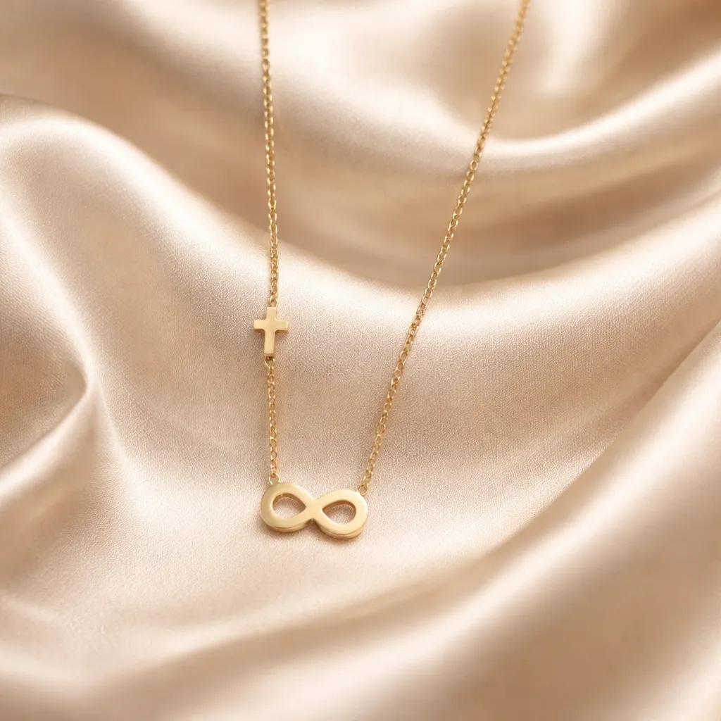 Κολιέ Golden Infinity Cross – Ανοξείδωτο Ατσάλι