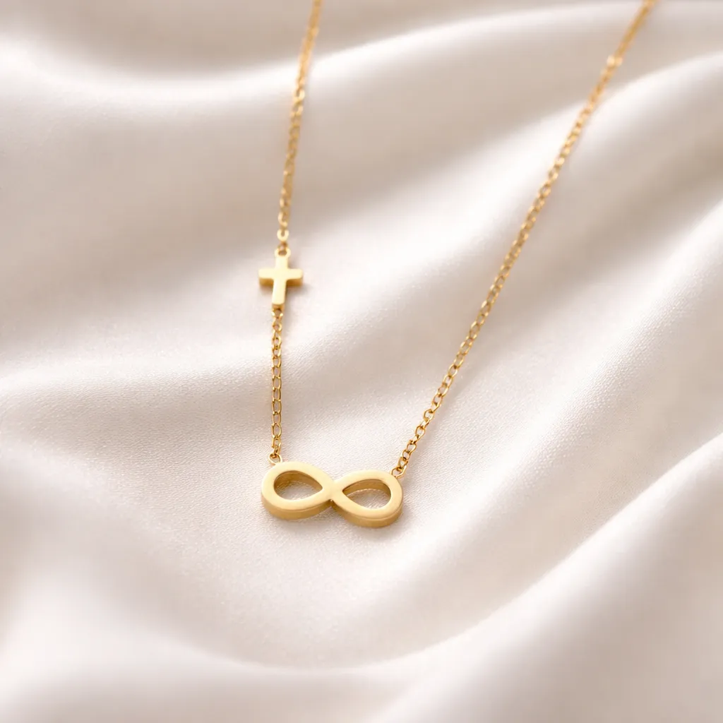 Κολιέ Golden Infinity Cross – Ανοξείδωτο Ατσάλι