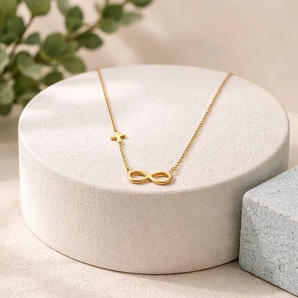 Κολιέ Golden Infinity Cross – Ανοξείδωτο Ατσάλι