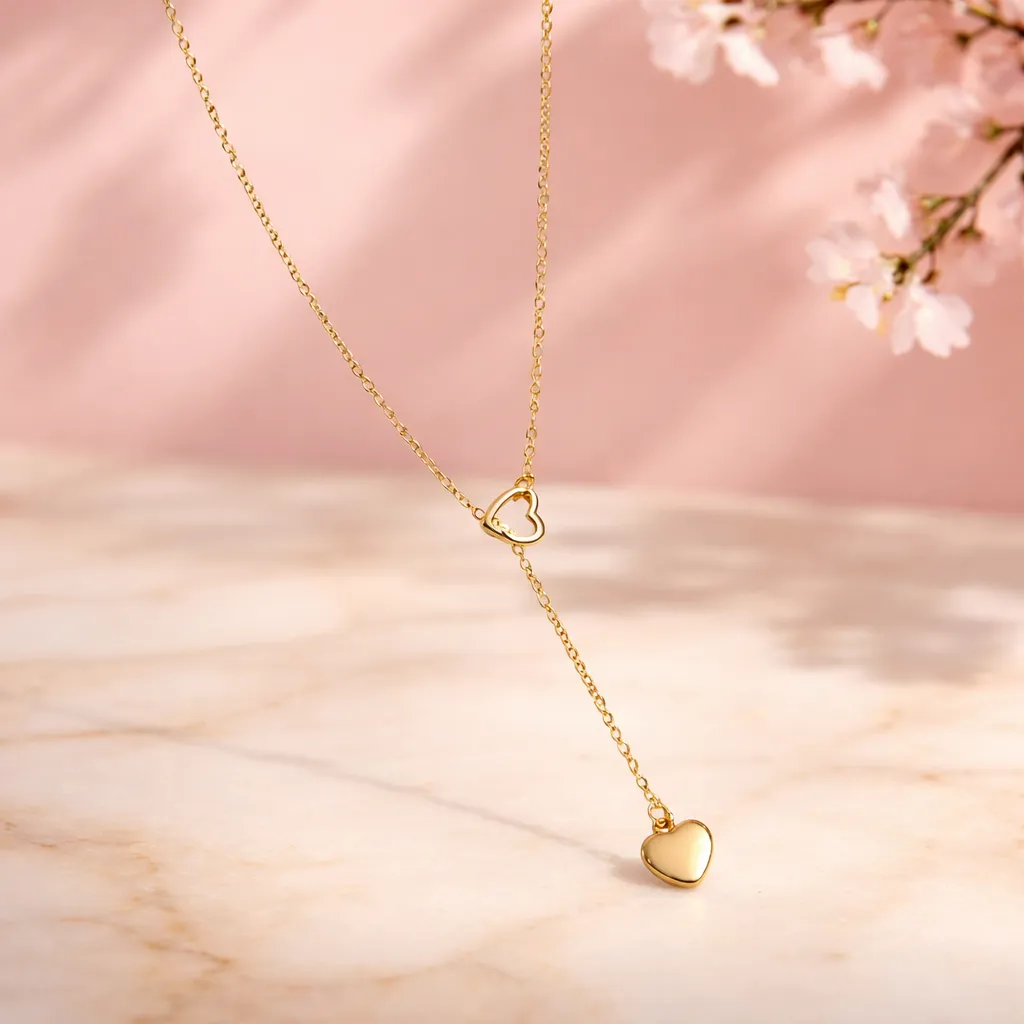 Κολιέ Golden Heart Lariat – Ανοξείδωτο Ατσάλι