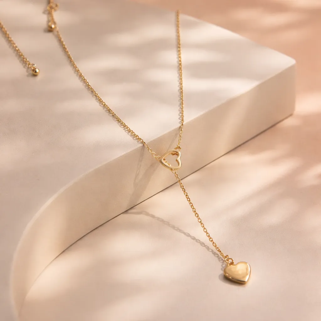Κολιέ Golden Heart Lariat – Ανοξείδωτο Ατσάλι