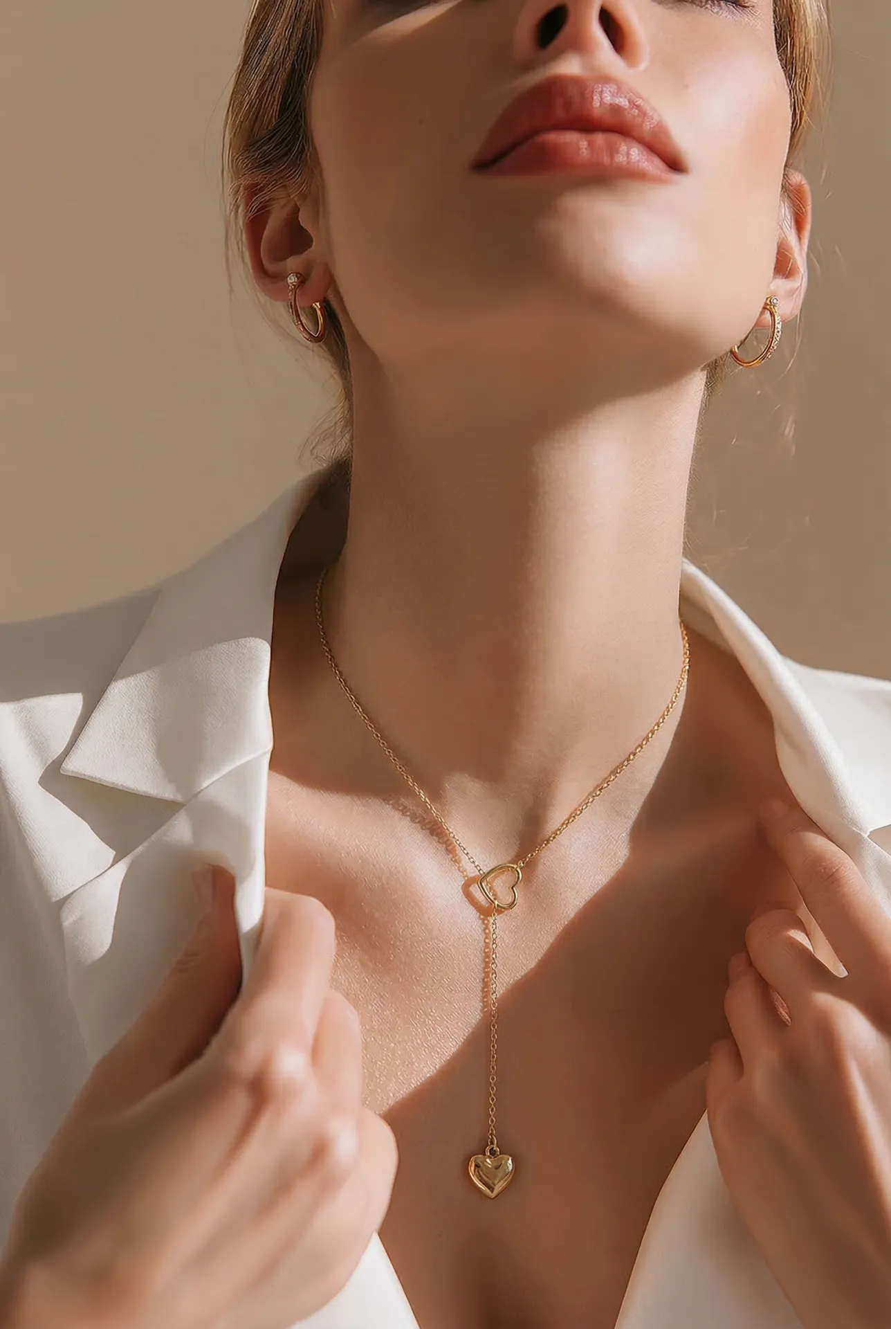 Κολιέ Golden Heart Lariat – Ανοξείδωτο Ατσάλι