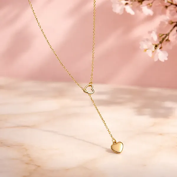 Κολιέ Golden Heart Lariat – Ανοξείδωτο Ατσάλι