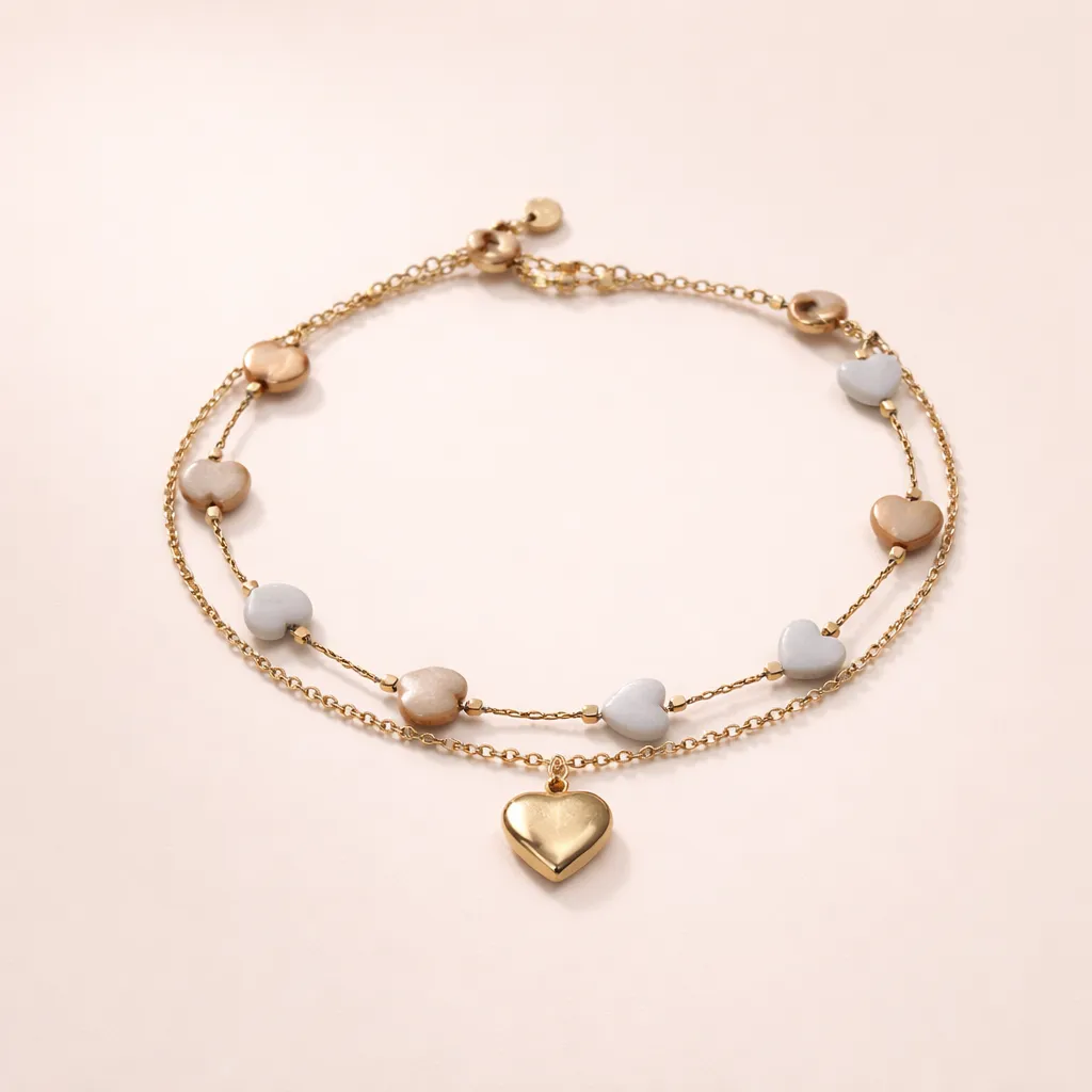 Amore Dual Anklet - Gold Hearts Edition
