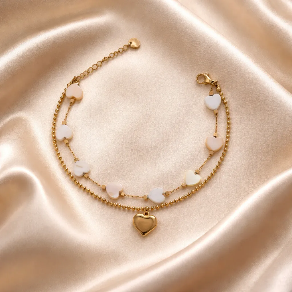 Amore Dual Anklet - Gold Hearts Edition
