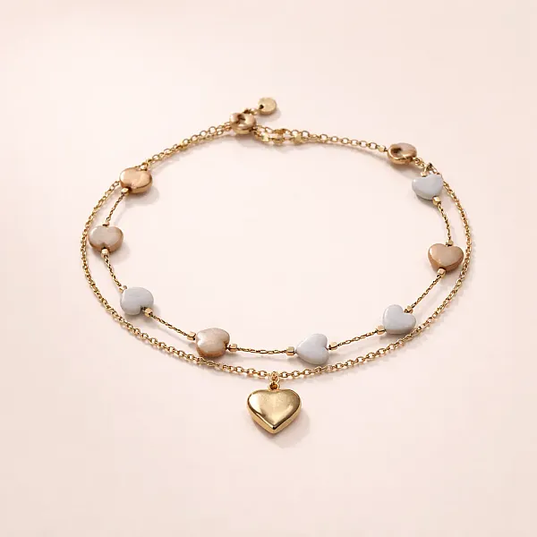 Amore Dual Anklet - Gold Hearts Edition