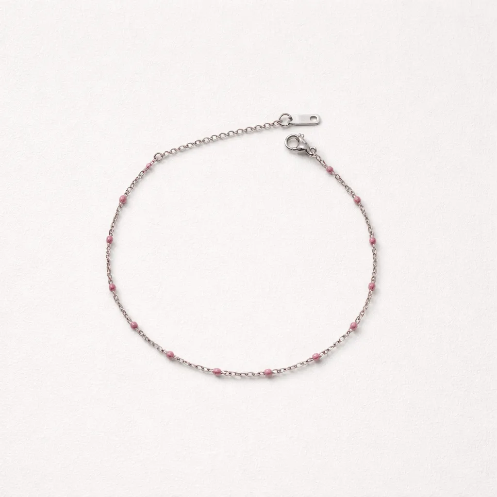 Candy (Pink Enamel Αλυσίδα Ποδιού Ανοξείδωτο Ατσάλι
