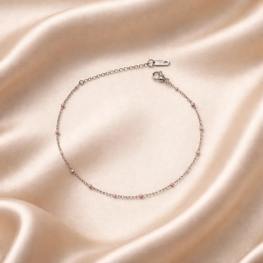 Candy (Pink Enamel Αλυσίδα Ποδιού Ανοξείδωτο Ατσάλι