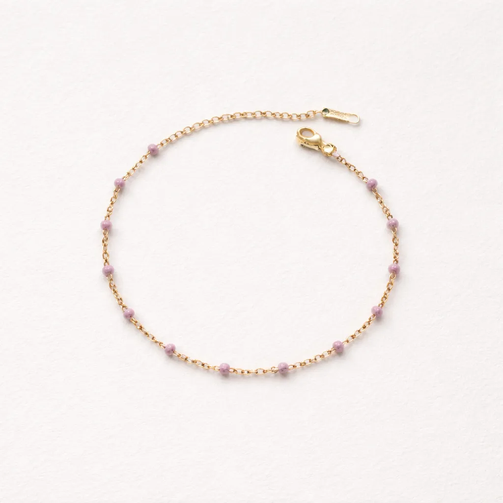 Mauve - Gold & Lavender Enamel Αλυσίδα Ποδιού Ανοξείδωτο Ατσάλι