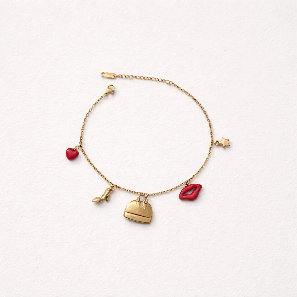Fashionista -Charm Anklet Αλυσίδα Ποδιού Ανοξείδωτο Ατσάλι