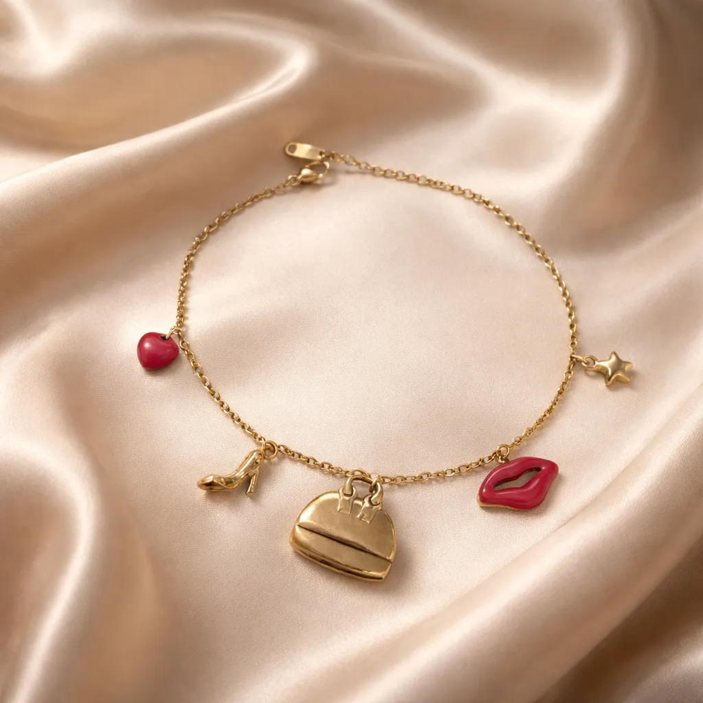 Fashionista -Charm Anklet Αλυσίδα Ποδιού Ανοξείδωτο Ατσάλι
