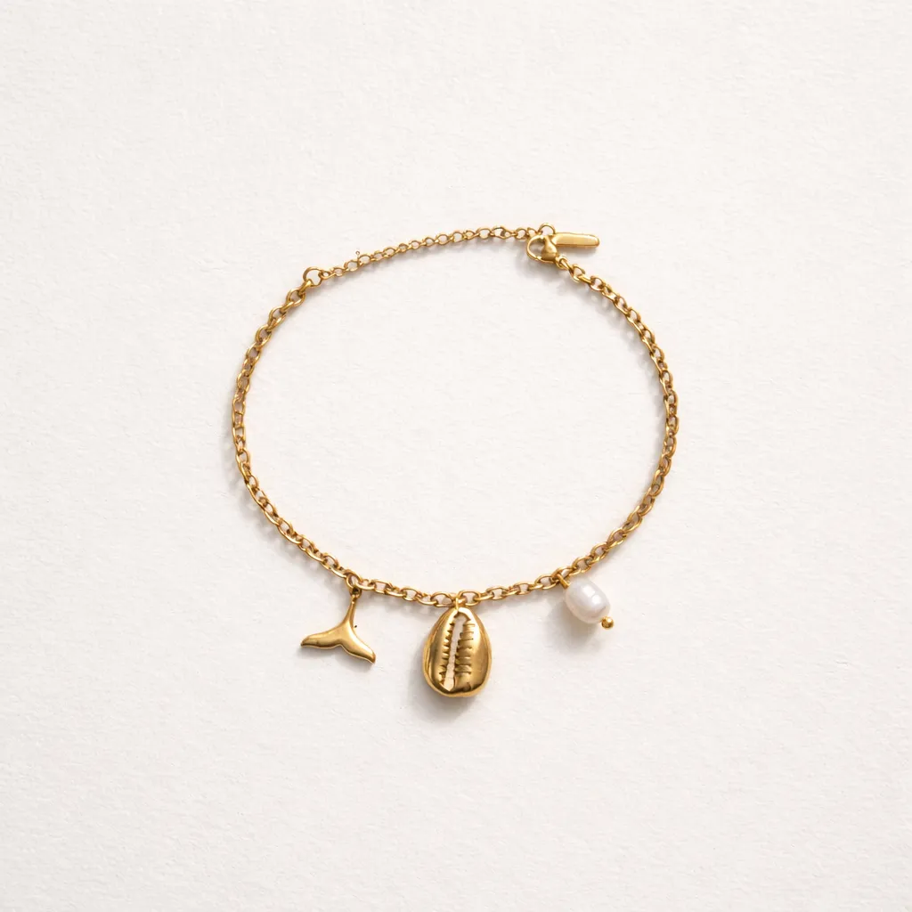Gold Marine Shell-Αλυσίδα Ποδιού Ανοξείδωτο Ατσάλι