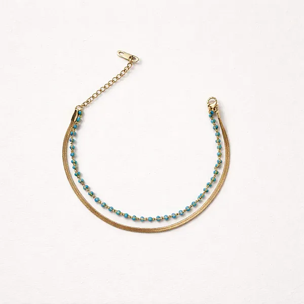 Turquoise Snake Layered-Αλυσίδα Ποδιού Ανοξείδωτο Ατσάλι