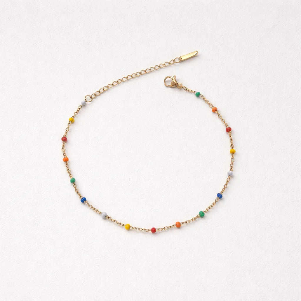 Rainbow Bead Minimal-Αλυσίδα Ποδιού Ανοξείδωτο Ατσά