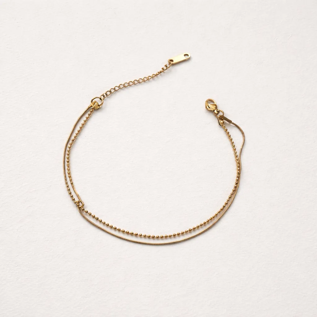 Gold Minimalist Bead Layered-Αλυσίδα Ποδιού Ανοξείδωτο Ατσάλι