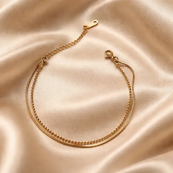 Gold Minimalist Bead Layered-Αλυσίδα Ποδιού Ανοξείδωτο Ατσάλι