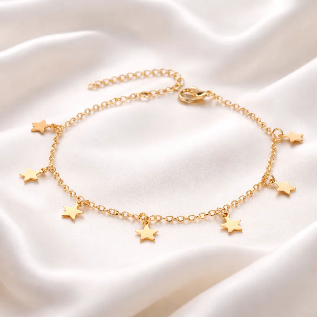 Gold Starlight Charm-Αλυσίδα Ποδιού Ανοξείδωτο Ατσάλι