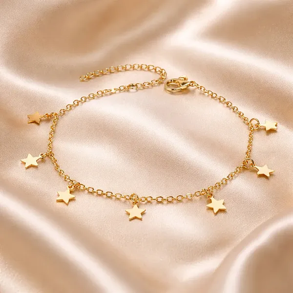 Gold Starlight Charm-Αλυσίδα Ποδιού Ανοξείδωτο Ατσάλι