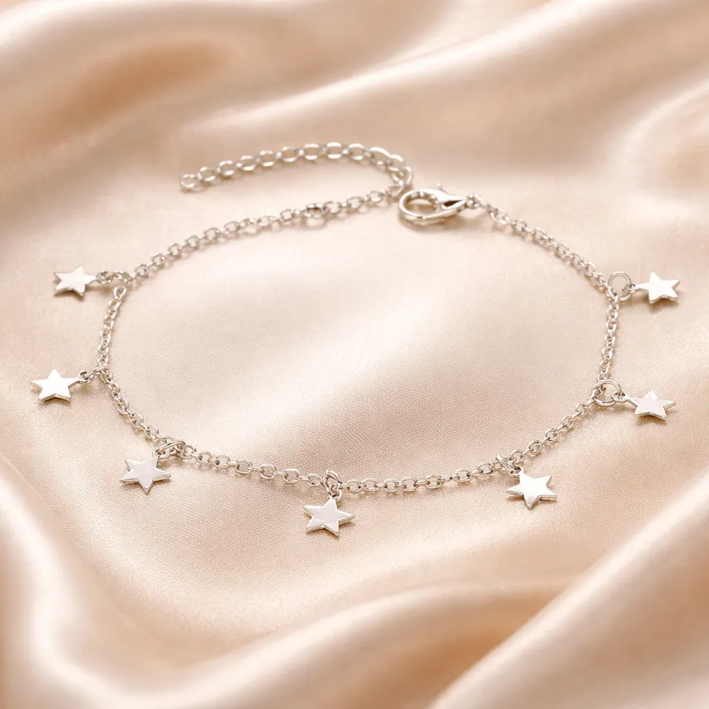 Silver Starlight Charm-Αλυσίδα Ποδιού Ανοξείδωτο Ατσάλι