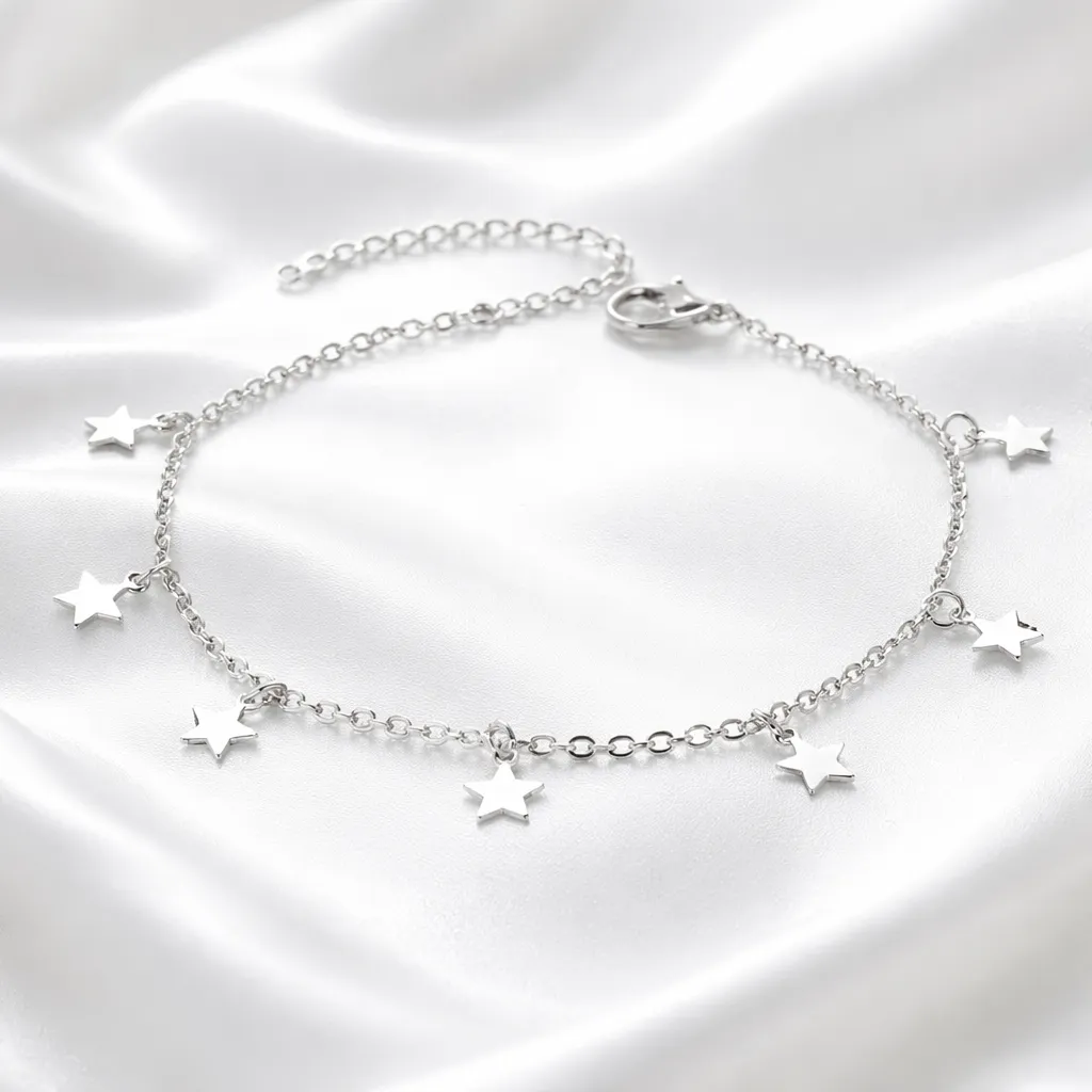 Silver Starlight Charm-Αλυσίδα Ποδιού Ανοξείδωτο Ατσάλι
