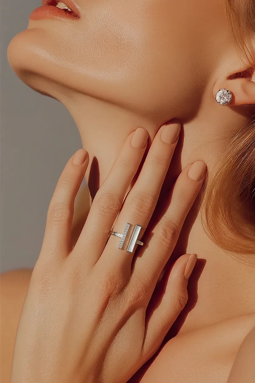 Geometric Pearl Luxe - Δαχτυλίδι Ανοξείδωτο Ατσάλι