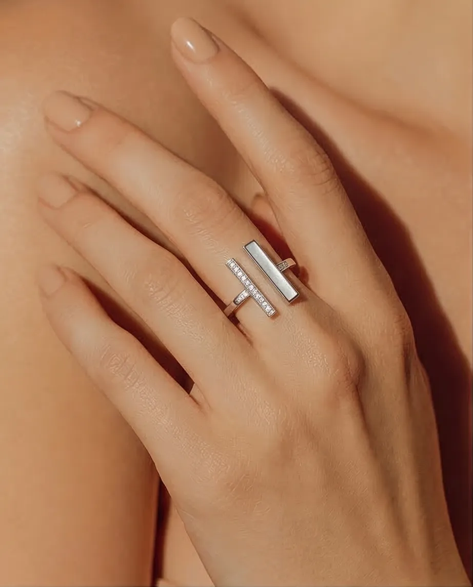 Geometric Pearl Luxe - Δαχτυλίδι Ανοξείδωτο Ατσάλι