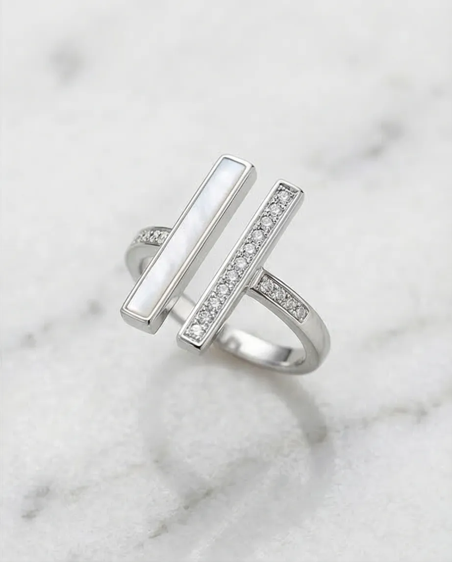 Geometric Pearl Luxe - Δαχτυλίδι Ανοξείδωτο Ατσάλι
