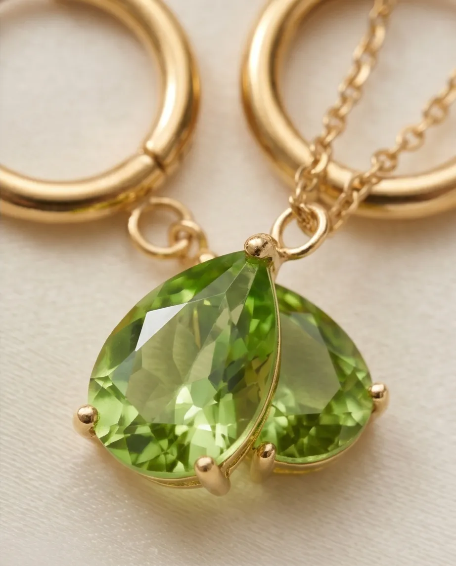 Σετ Κολιέ & Σκουλαρίκια Lime Crystal Drop από Ανοξείδωτο Ατσάλι