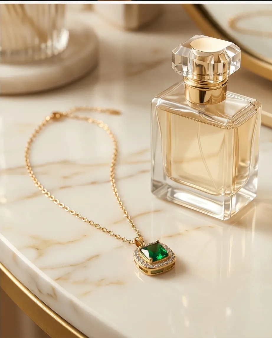 Κολιέ Emerald Cushion – Ανοξείδωτο Ατσάλι