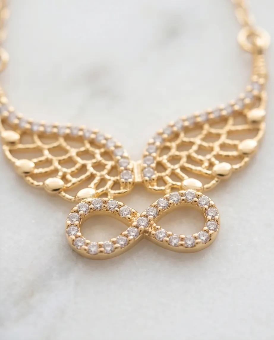 Κολιέ Infinity Wings Gold – Ανοξείδωτο Ατσάλι