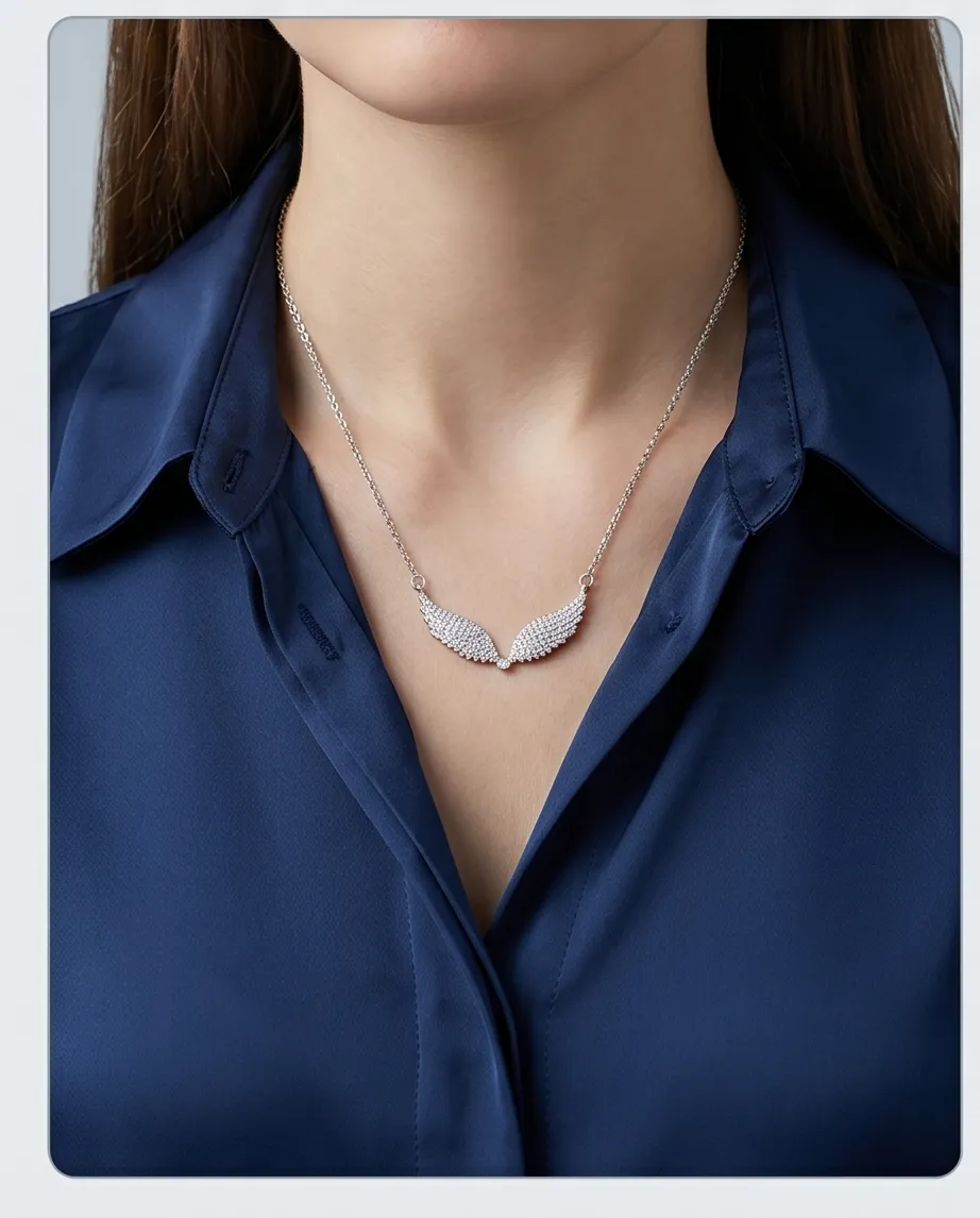 Κολιέ Wings Silver Large -Ανοξείδωτο Ατσάλι