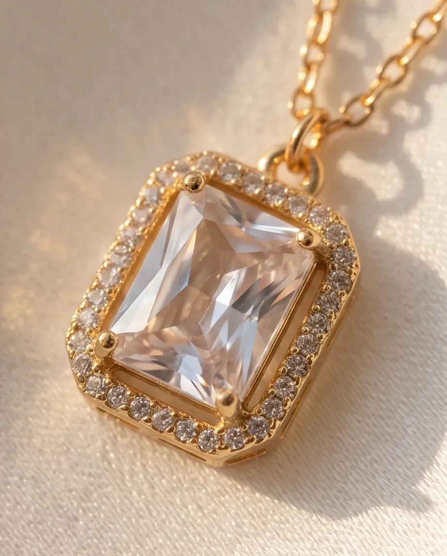 Κολιέ Radiant Emerald-Cut – Ανοξείδωτο Ατσάλι