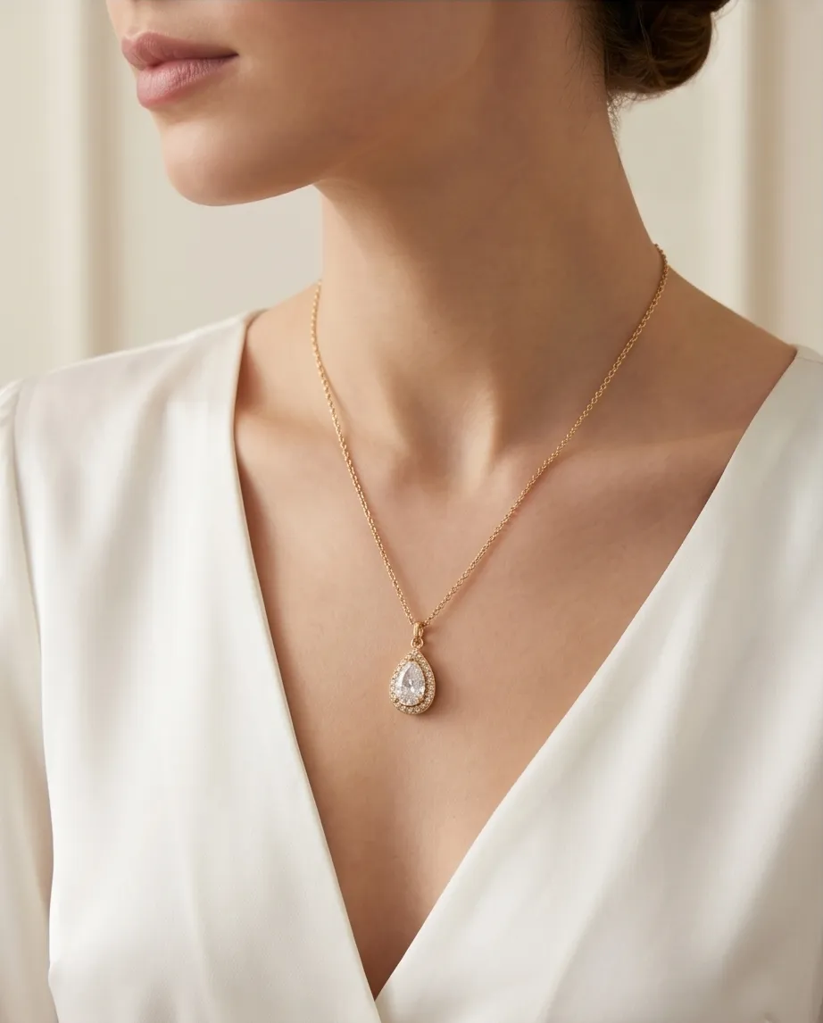 Κολιέ Radiant Pear-Cut – Ανοξείδωτο Ατσάλι