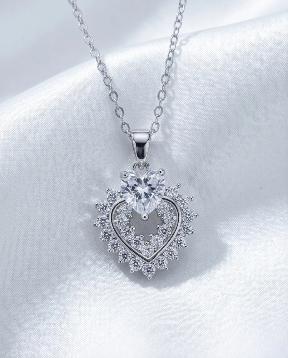 Κολιέ Radiant Heart Silver – Ανοξείδωτο Ατσάλι