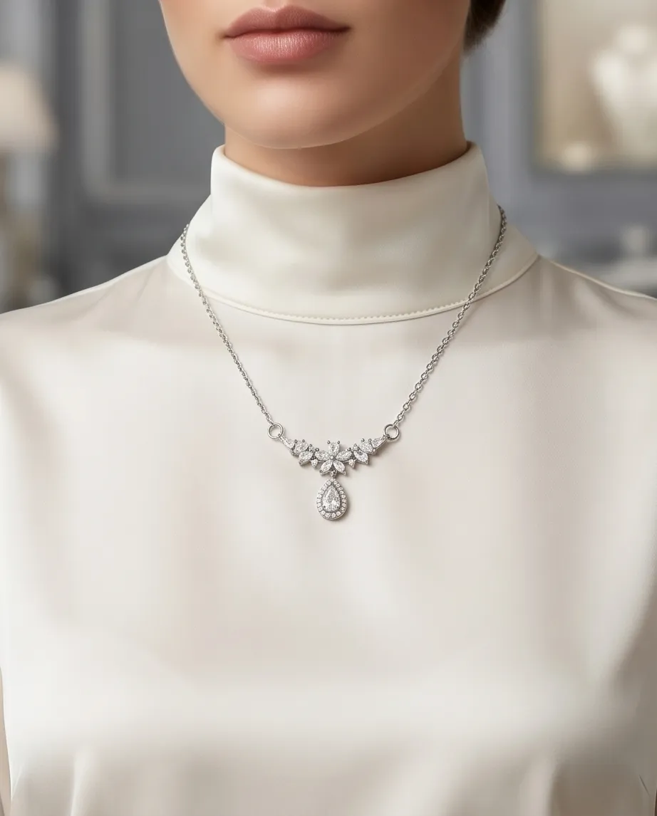 Κολιέ Radiant Drop Silver – Ανοξείδωτο Ατσάλι