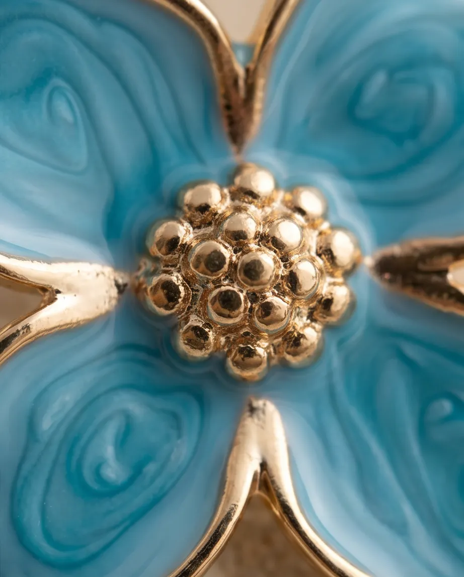 Σκουλαρίκια Blue Floral Enamel – Ανοξείδωτο Ατσάλι