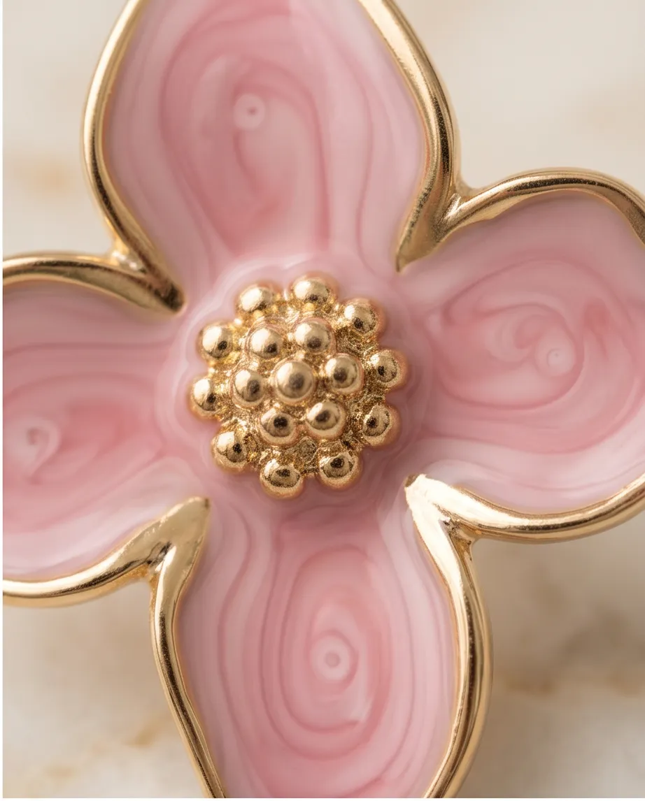 Σκουλαρίκια Pink Floral Enamel – Ανοξείδωτο Ατσάλι
