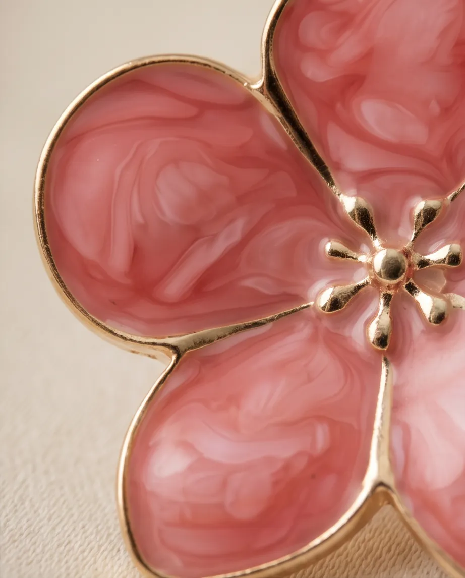 Σκουλαρίκια Coral Floral Enamel – Ανοξείδωτο Ατσάλι