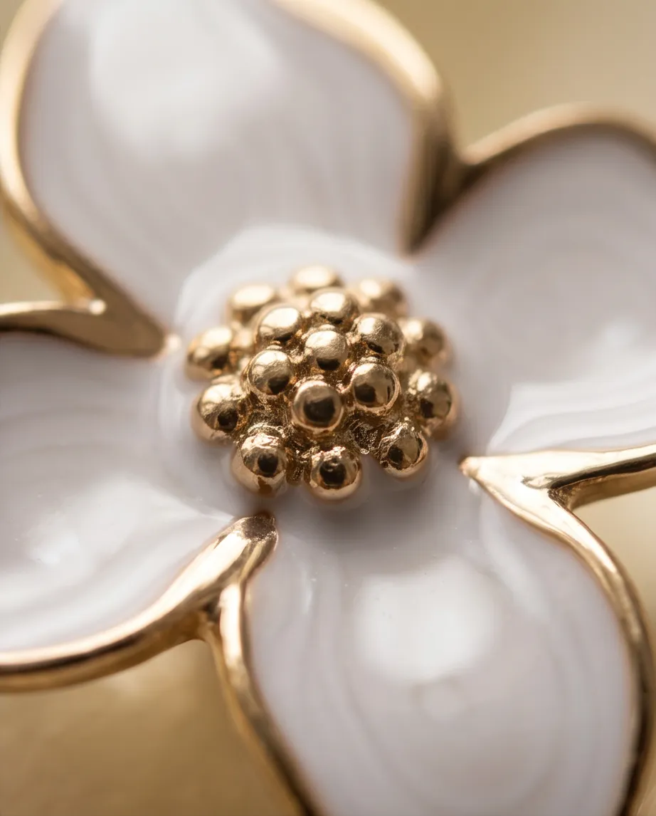 Σκουλαρίκια White Floral Enamel – Ανοξείδωτο Ατσάλι
