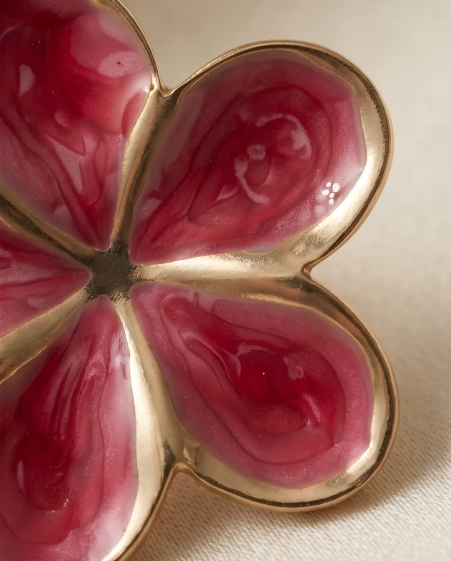 Σκουλαρίκια Fuchsia Floral Enamel – Ανοξείδωτο Ατσάλι