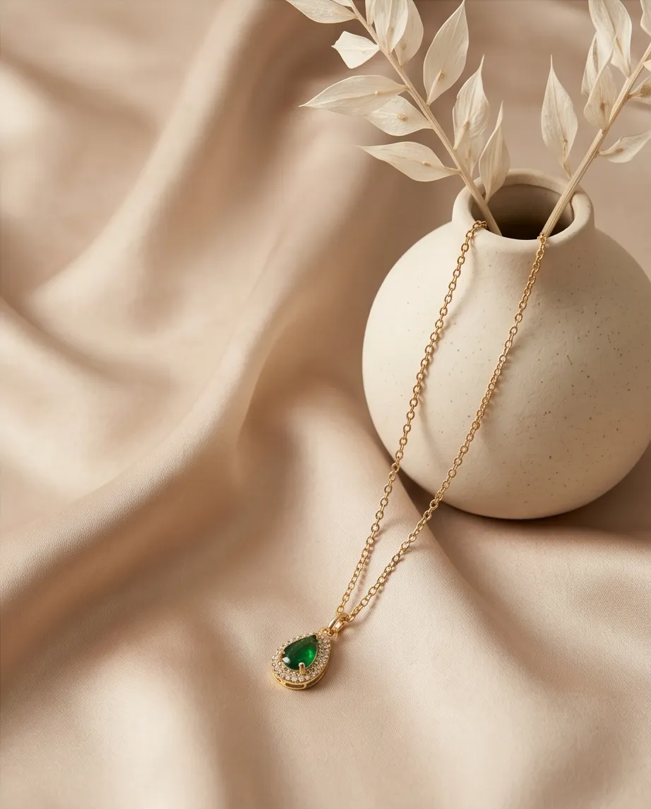Κολιέ Emerald Drop – Ανοξείδωτο Ατσάλι